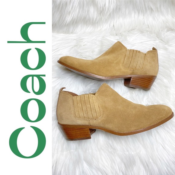 Coach Devin Tan Suede Ankle Booties Block Heel Chelsea Western, Women's Size 8 - Picture 14 of 14